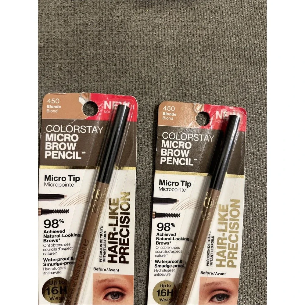 Lot of 2 Revlon Colorstay Micro Brow Pencil 450 Blonde Waterproof Up To 16 Hour